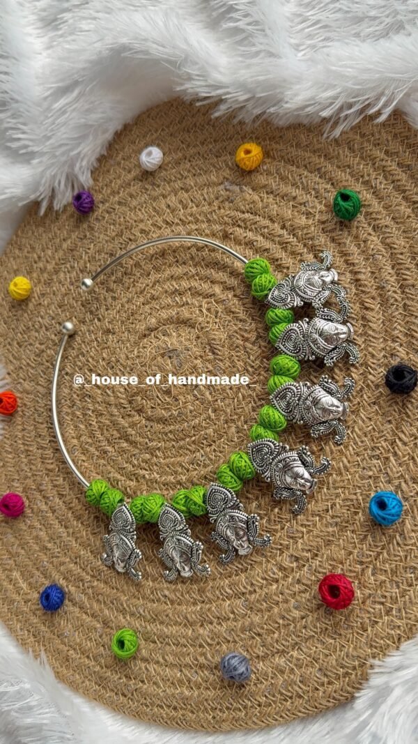 Handmade Silver Hasli Necklace for Navratri - Image 7