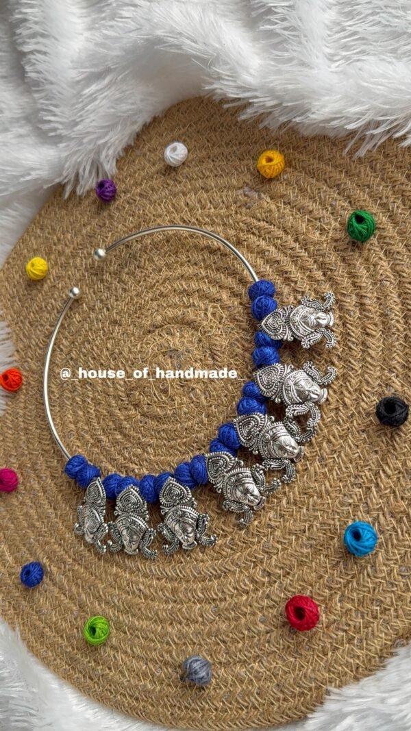 Handmade Silver Hasli Necklace for Navratri - Image 8