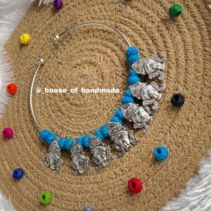Handmade Silver Hasli Necklace for Navratri