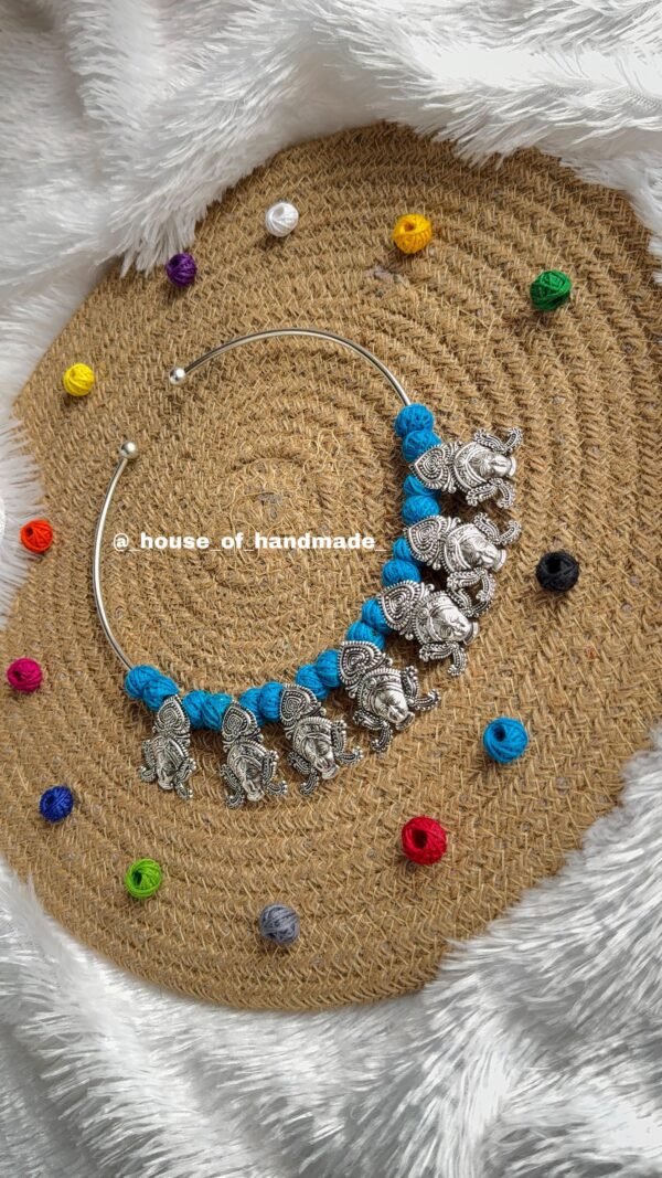 Handmade Silver Hasli Necklace for Navratri