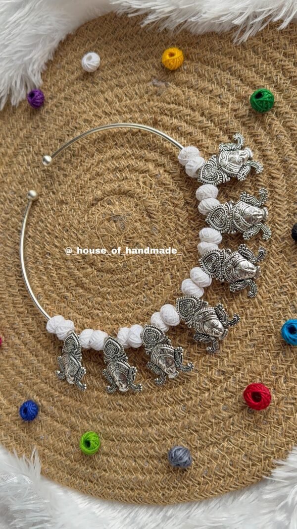 Handmade Silver Hasli Necklace for Navratri - Image 10
