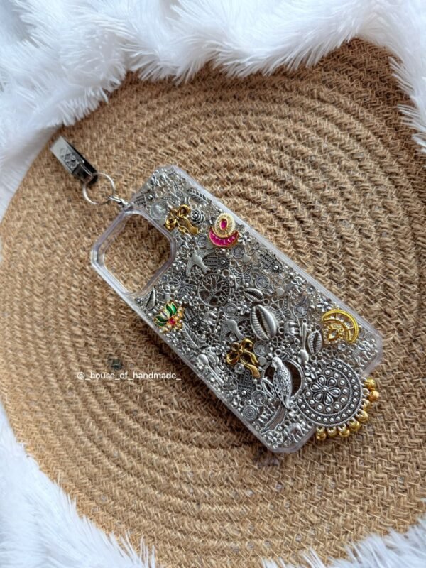 Handmade Ethnic Silver Embellished Phone Case
