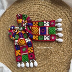 Handmade Mirror Work Embroidered Bow Brooch