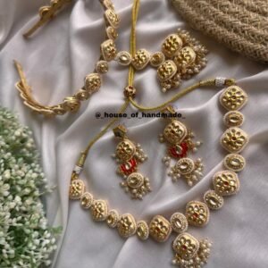 Handmade Bridal Hairband Tika Necklace Earrings Jewelry Set