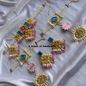 Yellow Blue Pearl Jewelry Set
