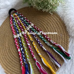 Multicolour boho hair string with mirror & oxidise charms & sheshell