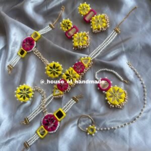 Yellow Pink Pearl Jewelry Set