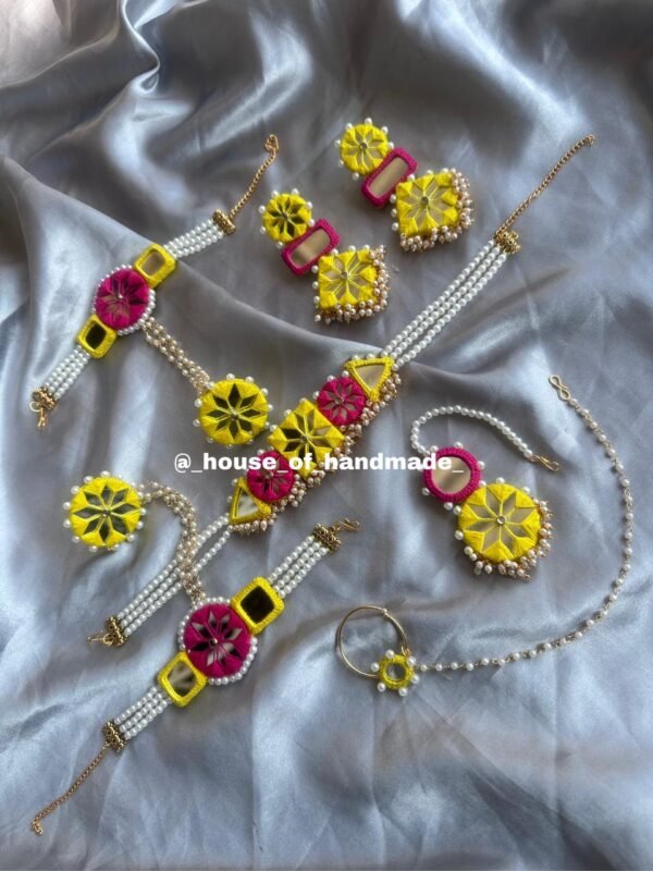 Yellow Pink Pearl Jewelry Set