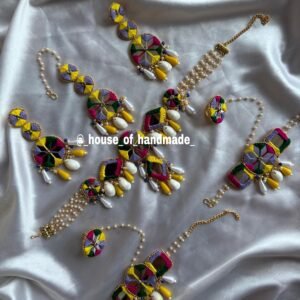Handmade Multicolor Haldi Bridal Jewelry Set for Weddings