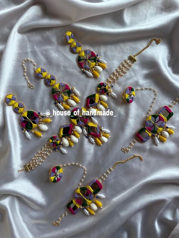 Handmade Multicolor Haldi Bridal Jewelry Set for Weddings