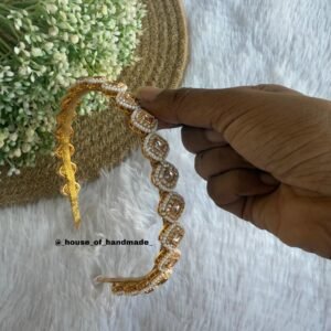 Square Mirror Kundan Headband | Gold & Pearl Bridal Hair Accessory