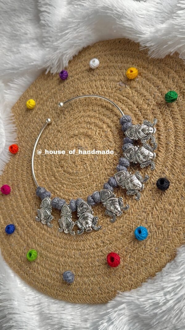 Handmade Silver Hasli Necklace for Navratri - Image 4