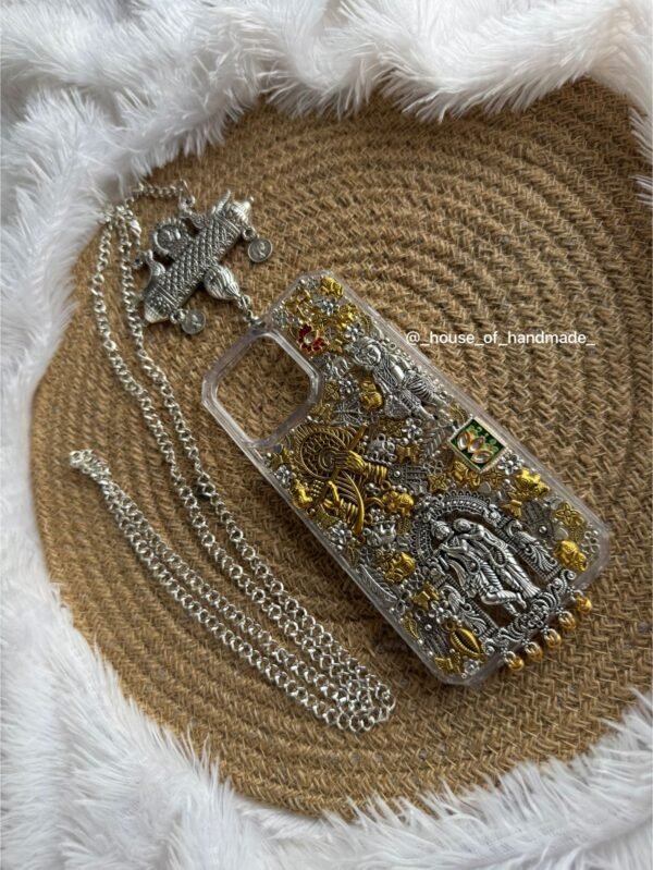 Handmade Temple Silver Phone Case with Chain