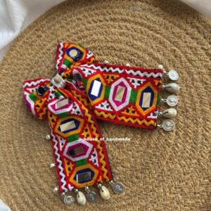 Handmade Embroidered Bow Brooch with Mirrors & Coins