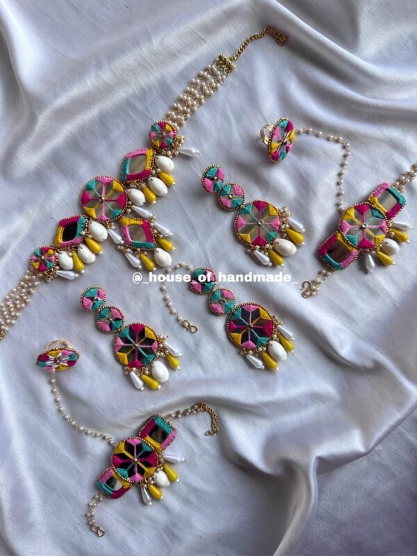 Handmade Vibrant Multicolor Haldi Bridal Jewelry Set