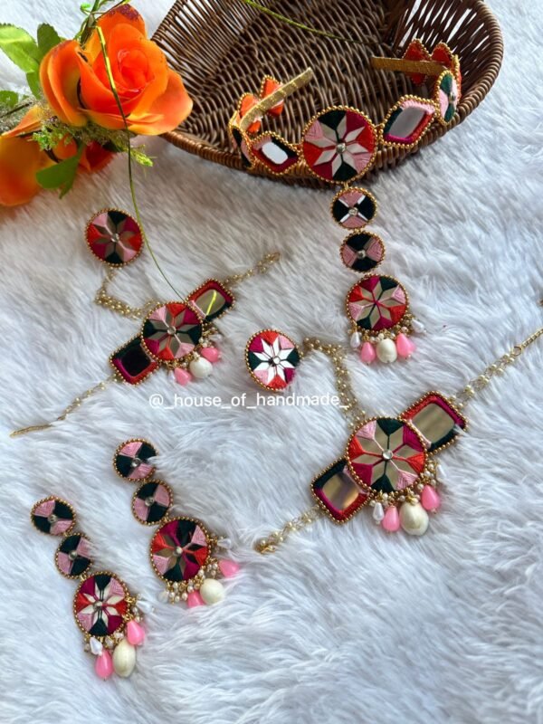 Handcrafted Colorful Embroidery & Mirror Work Jewelry Set – Ethnic Bridal Accessories