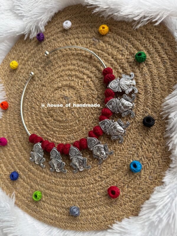 Handmade Silver Hasli Necklace for Navratri - Image 3