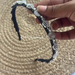 Oxidized Silver floral and coin harband