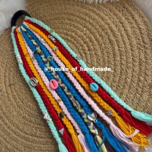 Multi colour baho string with mirror & shell. And oxidise