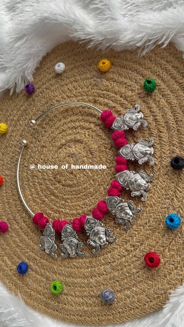 Handmade Silver Hasli Necklace for Navratri - Image 2