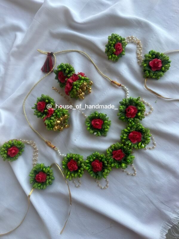 Red & Yellow Floral Shell Jewelry Set