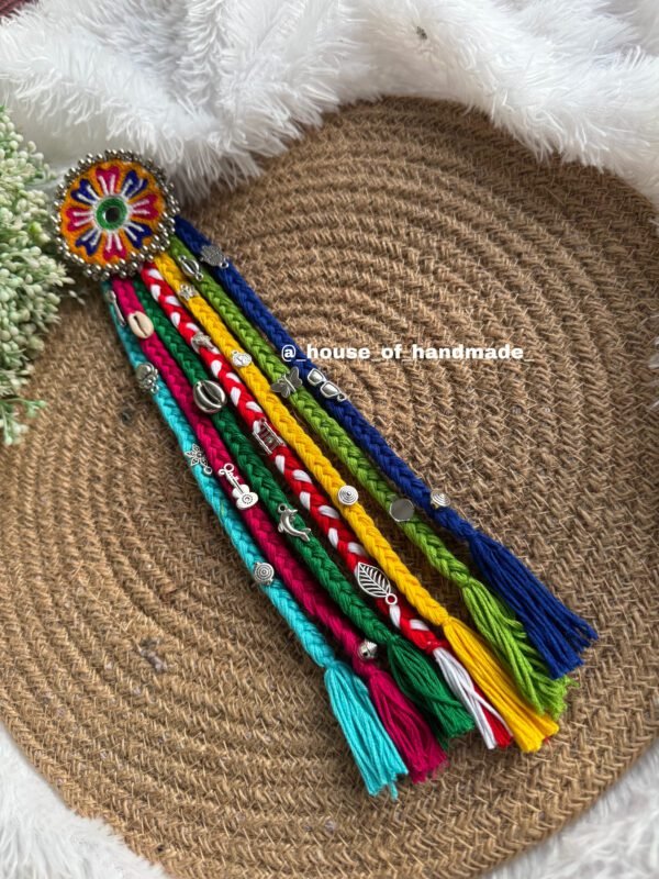 Multicolour boho brooch string with oxidise charms