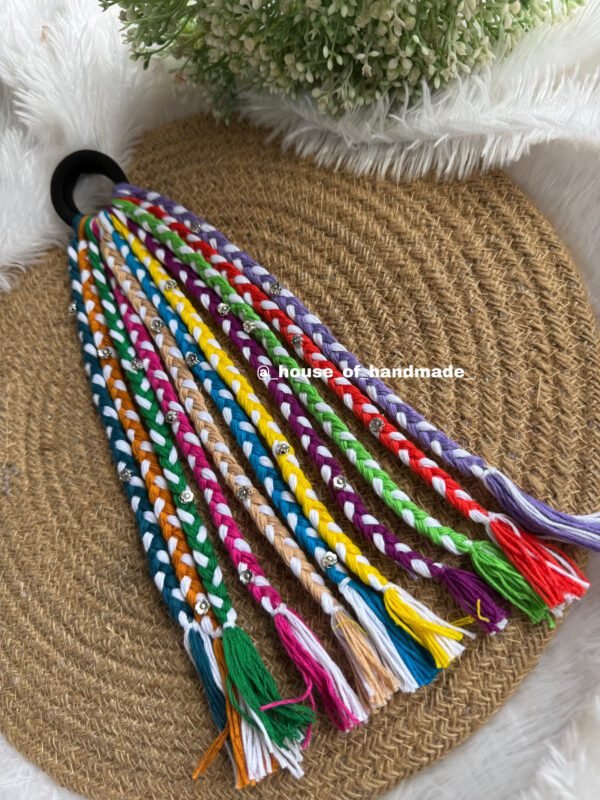 Multicolour boho hair string with oxidise flower