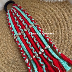 Red & sea green boho string with oxidise charms