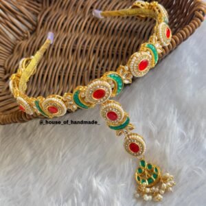 Red Green Kundan Hairband