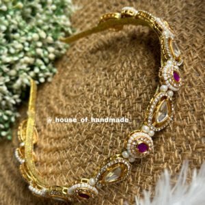 Polki kundan with round purple hairband