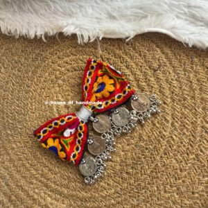 Navratri hair bow with oxidise coin