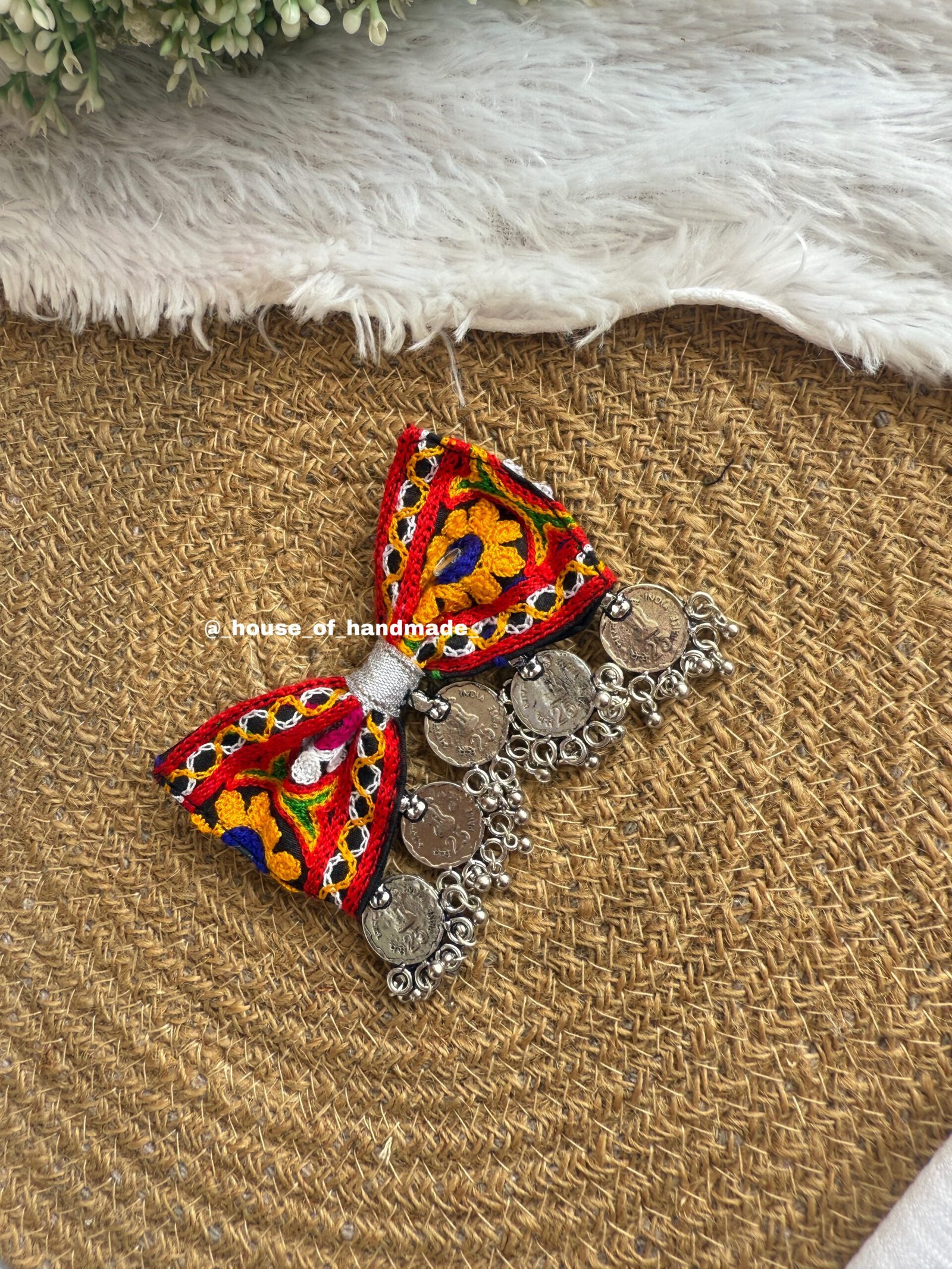 EB18B04C D8F5 4ADF B4A1 609ED1362E90 scaled Navratri hair bow with oxidise coin Navratri hair bow with oxidise coin