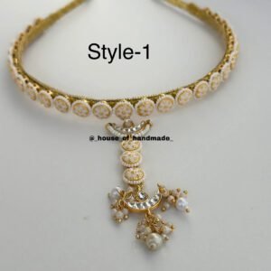 White small round hairband with moon mangtika