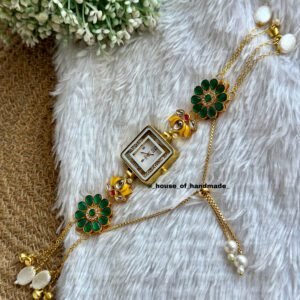 Green & yellow Kashmiri watch with hanging