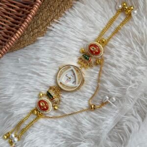 Elephant & red Kundan Kashmiri watch with hanging