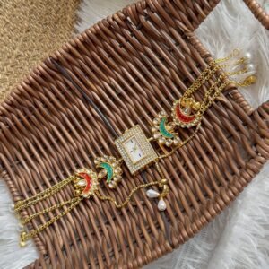 Green & red moon Kashmiri watch with hanging