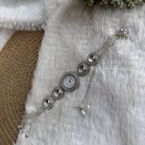 Silver vibe kundan ghadi with ghunghru long hanging