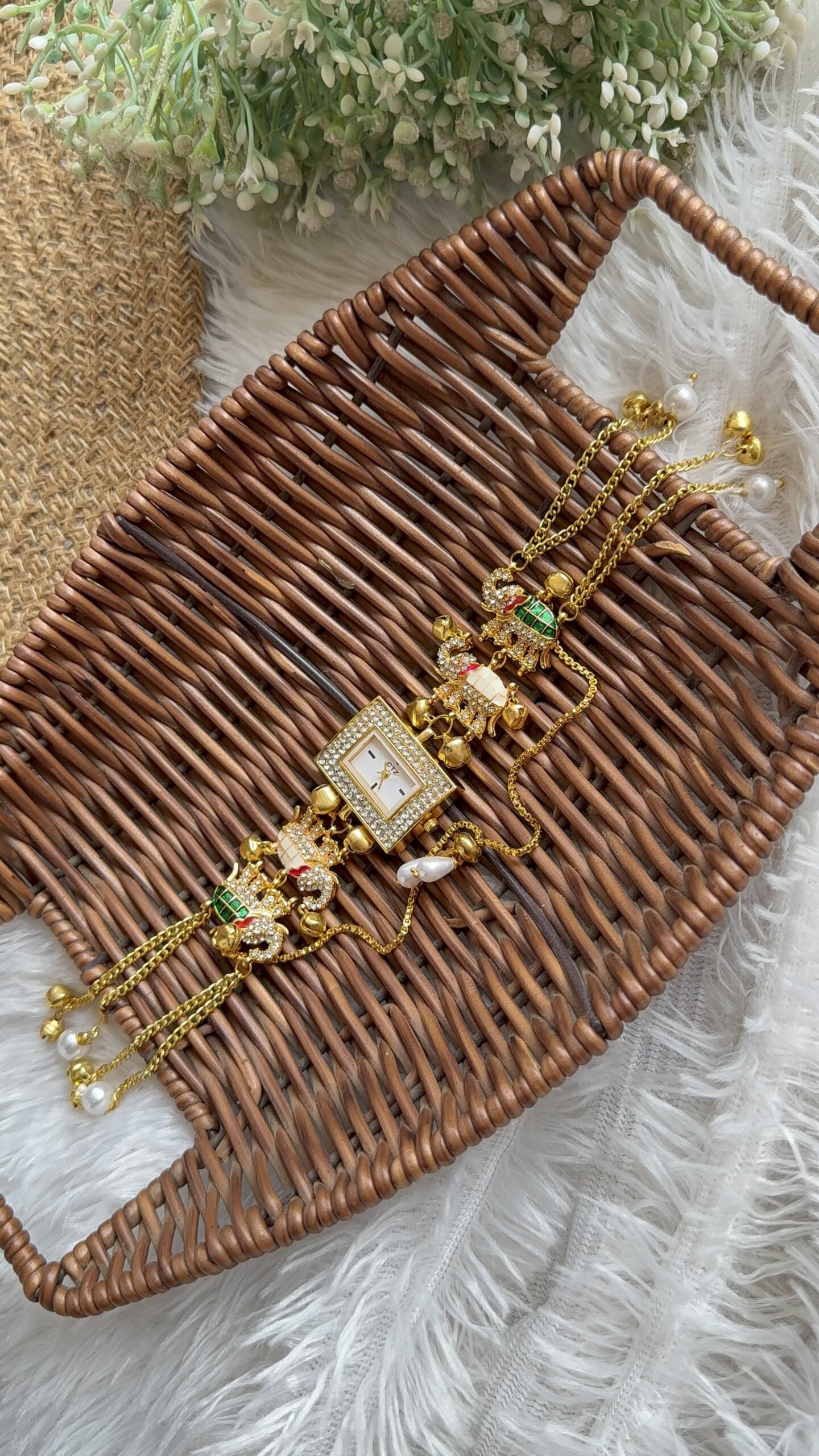 BF78F227 2466 4AD1 87FD ACAA860F016B scaled Elephant square dial Kashmiri watch with hanging Elephant square dial Kashmiri watch with hanging