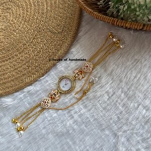 Kashmiri watch with white shade kundan and hanging