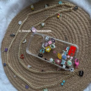 Girly charms phone case with sling hanging charms