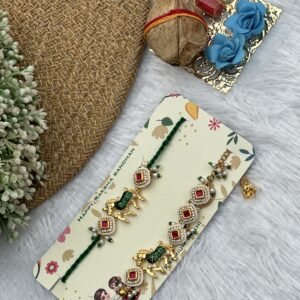 Green horse with pink stone bhai & bhabhi rakhi